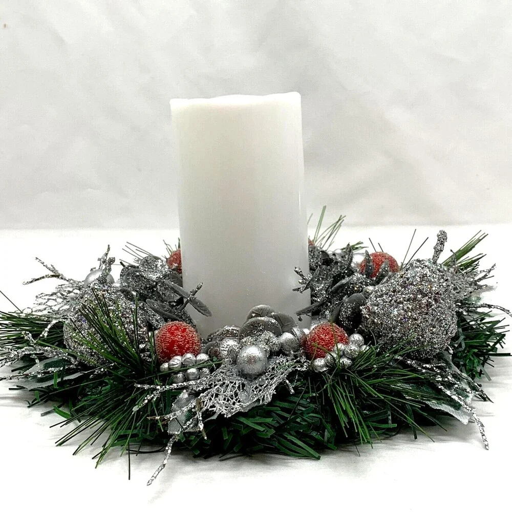 Holiday Floral Arrangement Centerpiece LED Candle Garland Christmas Decor